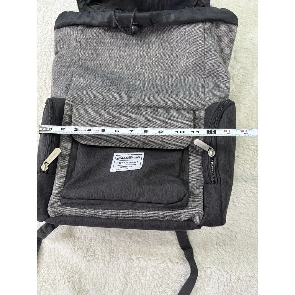 Eddie Bauer First Adventure Backpack Diaper Bag Gray Black Travel Pack Read
